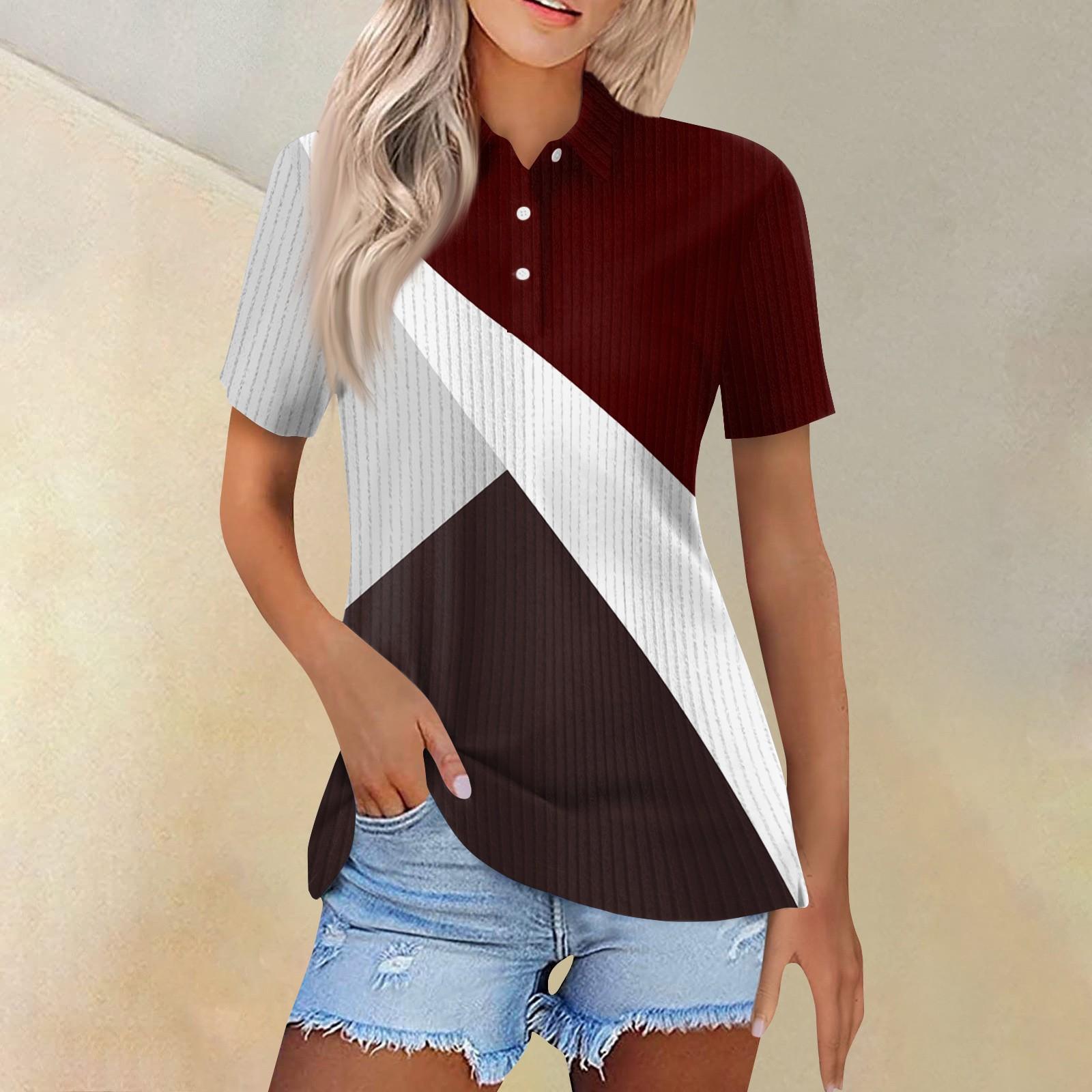 

Женская модная повседневная рубашка с короткими рукавами и принтом с лацканами, женские топы на пуговицах XXL винный