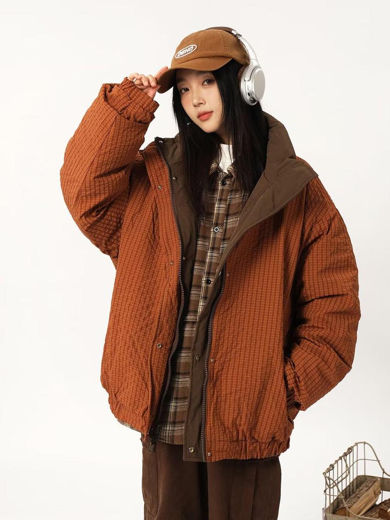 Unisex Japanese Retro Reversible Padded Stand Collar Cotton Jacket, Winter Warm, Mallard Green, Loose Fit Workwear Coat.