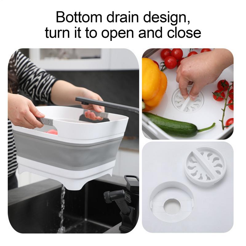 Foldable Basin Bottle Bucket For Sink Soaking Multi-Purpose Dishpan With Ergonomic Handle Space-Saving Basket Foldable For