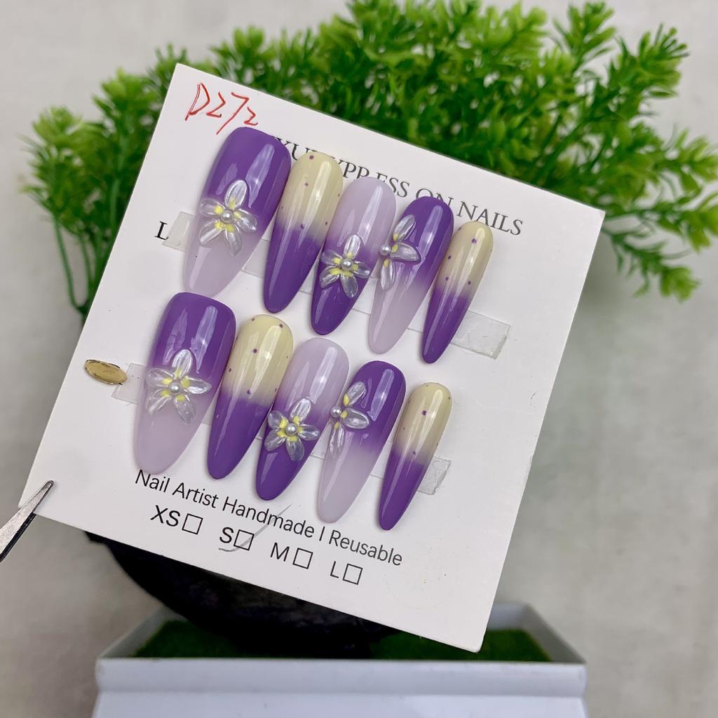 Handmade Armor European and American Wind Ice Through Shell Three-dimensional Carved Cat's Eye Almond Nail Removable Manicure