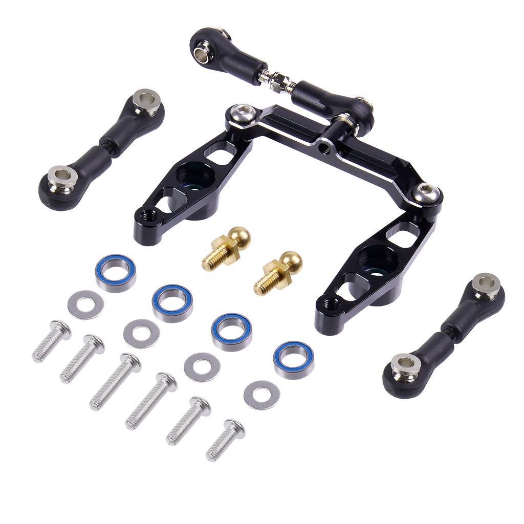 1/10 RC Car Alu Alloy Ball Bearing Crank Steering Arms Set with Tie Rod Steering Assembly for Tamiya TT-02 TT-02D TT-02E TT02-B