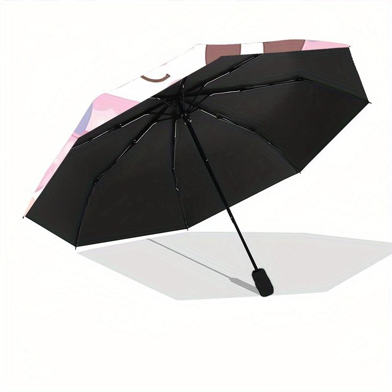 1pc Sakura Kuromi Automatic Folding Umbrella - 3 Folding Design, Vivid Cartoon Pattern, Suitable for Outdoor Activities, A Gift for Fans In All Season