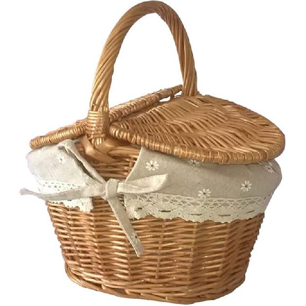 

JUOPZKENN Wicker Picnic Basket with Lid and Handle, Vintage Wicker Picnic Hamper, Sturdy Woven Picnic Basket for Picnic, Camping, Outdoor, Thanks #1