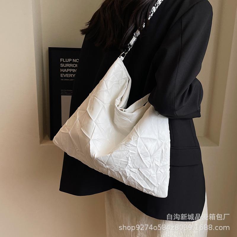 2025 New Shoulder Chain Handbag Solid Color Messenger Big Bag Large Capacity Fashion Trendy Women's Bag Autumn New