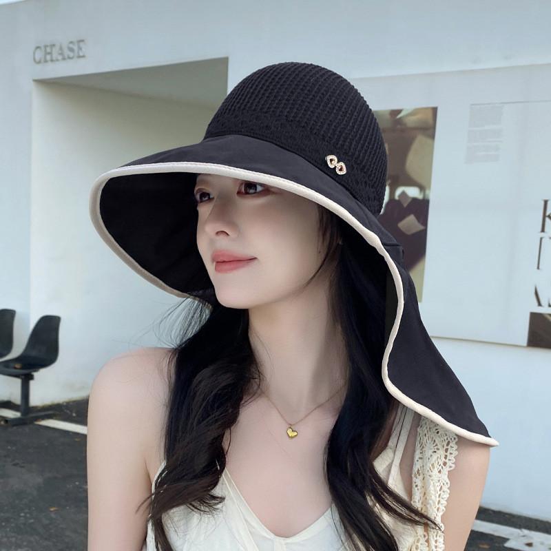 Polyester Wide Brim Sun Hat For Women Outdoor Uv Protection Summer Beach Travel
