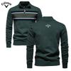 Callaway 2025 Autumn/Winter Embroidered New Large Men's Sweater Half Zipper Knitted Sweater Casual Striped Men's Top