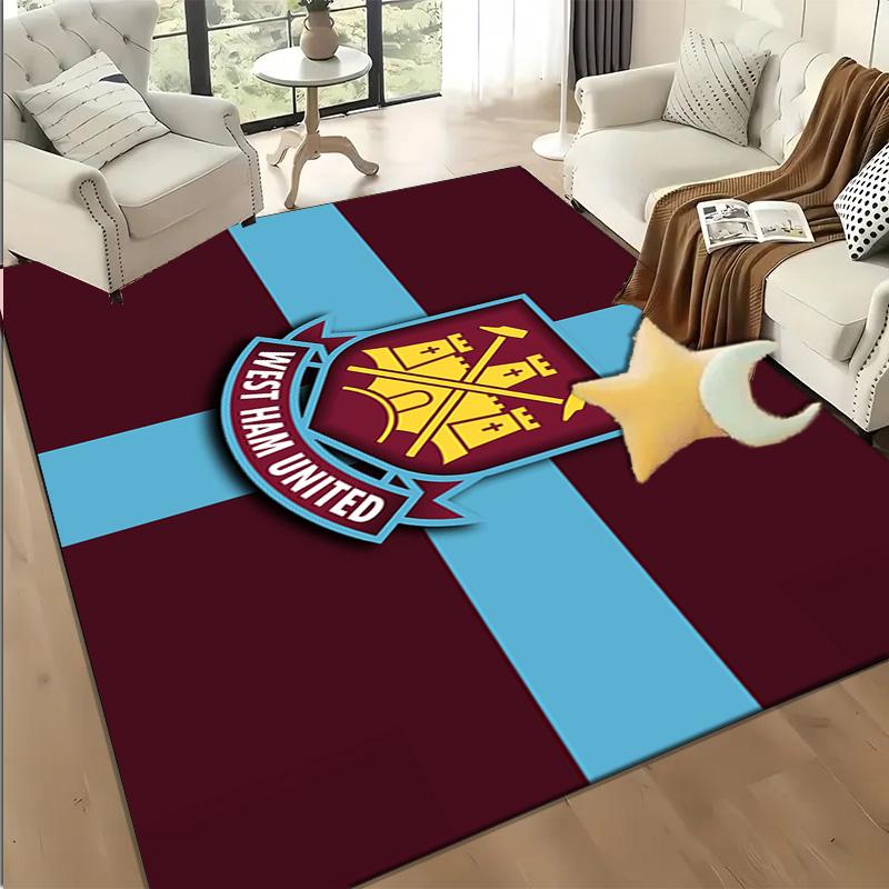 1 Stück West Ham United Teppich Spielteppich, Fußmatte für Schlafzimmer Wohnzimmer Eingangsbereich Teppich, Heimdeko Idee Geschenk für Weihnachten Geburtstag
