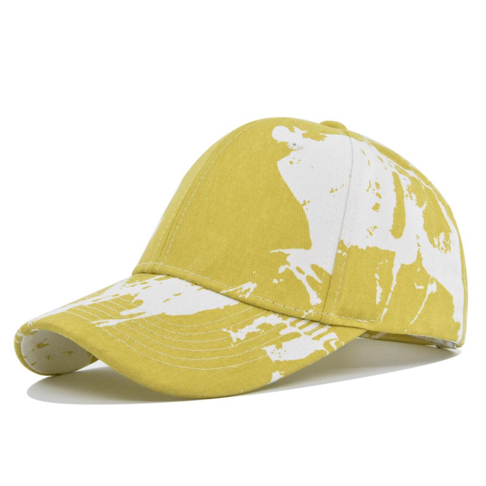 

Cap Tie Baseball Dye Printed Duckbill Hat Sunshade Hat Sunscreen Cotton Hat Yellow