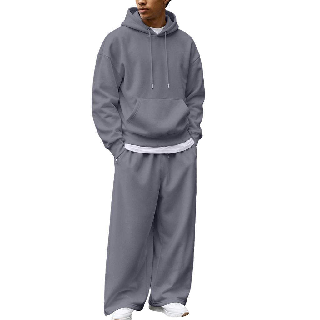 Ensemble sweat à capuche zippé et pantalon de jogging d'hiver pour homme - Tenue décontractée par temps froid