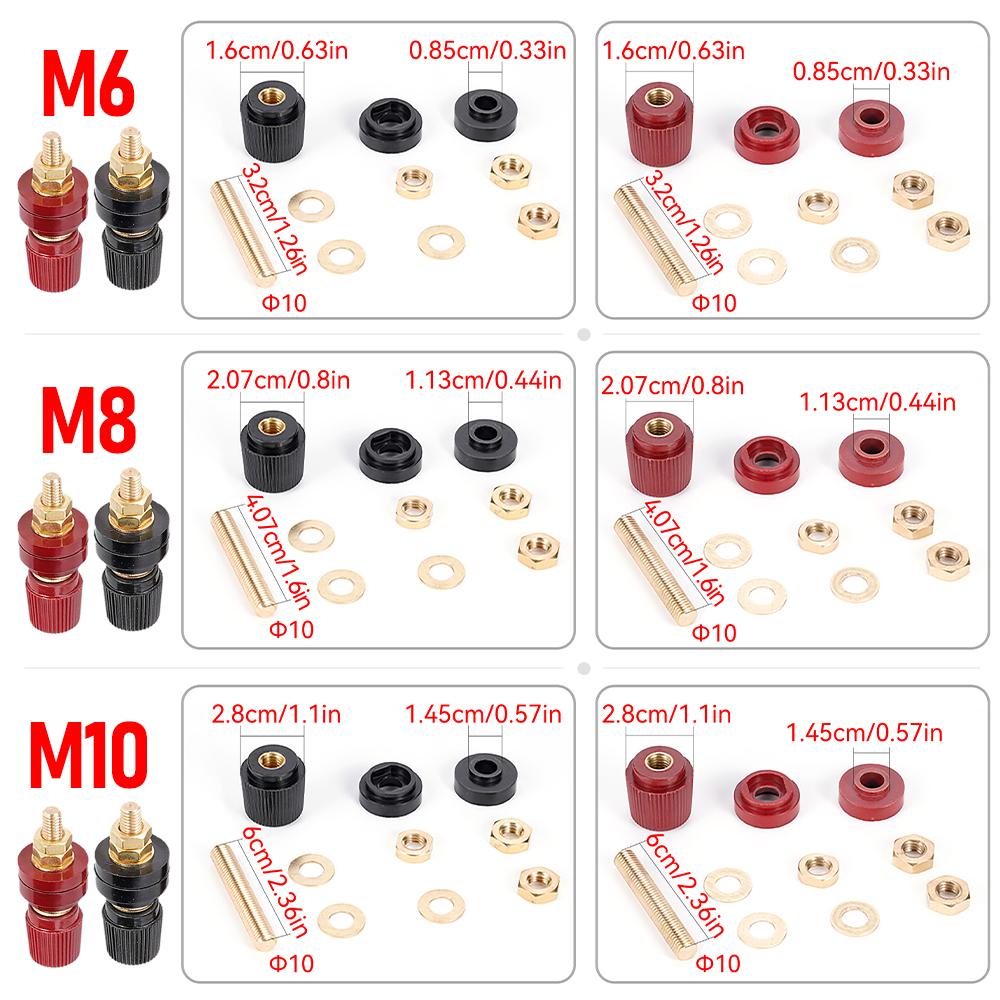 2 teile/satz Auto M6 M8 M10 Messing Stud Premium Remote Batterie Power Junction Post Stecker Ersatz Terminal Kit Auto Zubehör