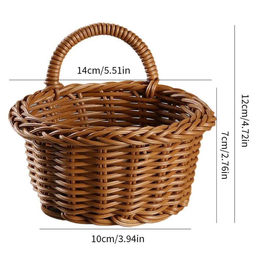 New Hand-woven Kitchen Storage Basket With Handle Woven Hanging Baskets For Fruit Sundries Organizer Plant Decoration Wall Baske 1090₽