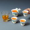 Suet jade porcelain portable outdoor travel tea set car express cup event store opening gift