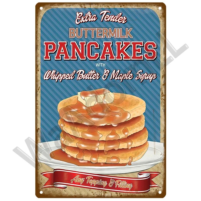 Metal Sign Delicate Fast Food Plate Tin Sign Plaque Vintage Restaurant Home Bar Cafe Kitchen Metal Poster Wall Decor Accessories