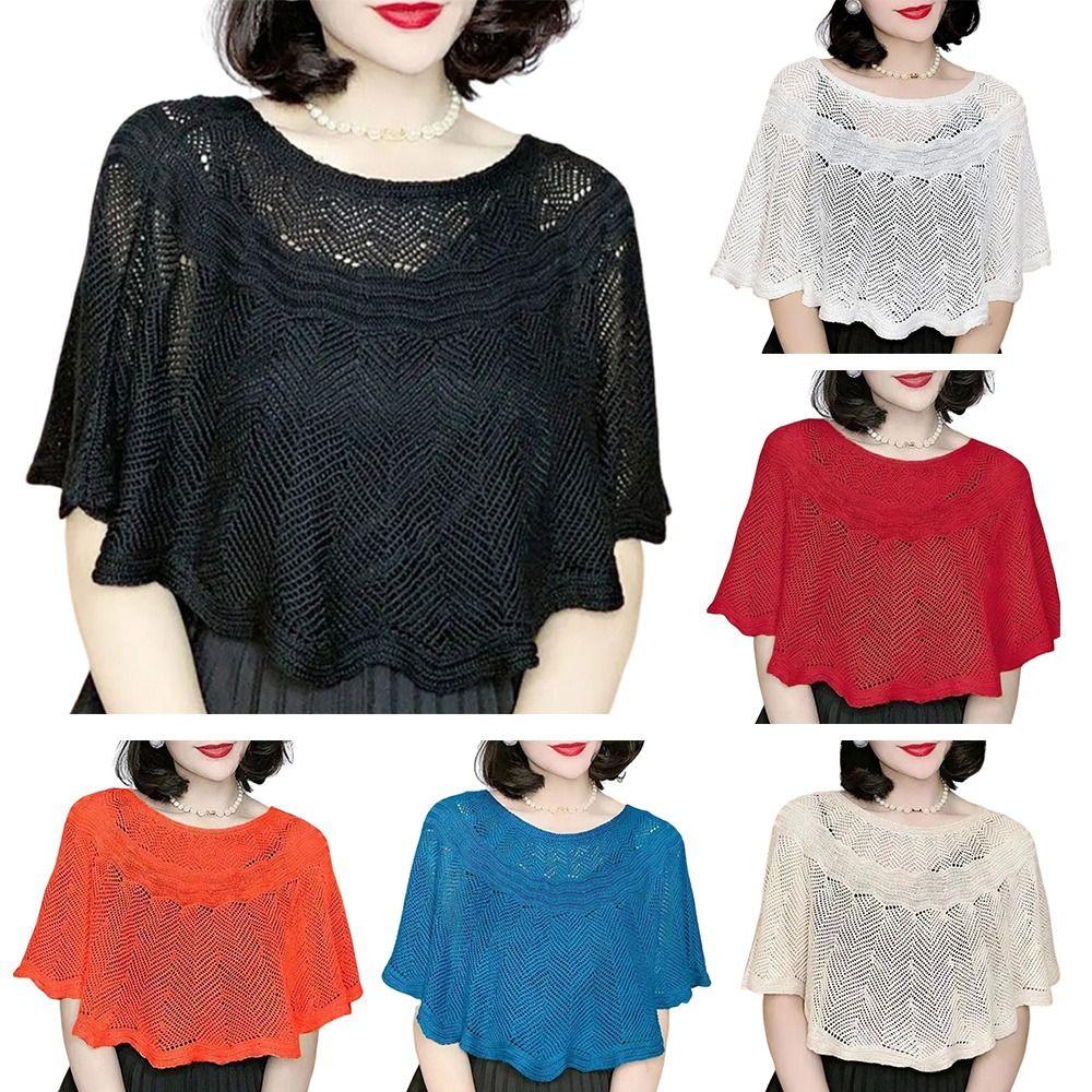 Hollow Design Knitted Shawl Solid Color Warm Scarves Fashion Dress Cover  Spring Autumn