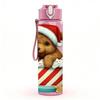 1PC Puppy Christmas Box 750ml Color Plastic Sports Water Bottle Leakproof Flip Straw Lid Suitable for Sports Office Home Use