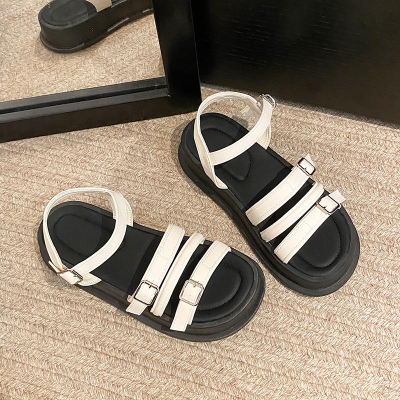 

Roman sandals fairy fairy platform heightening beach shoes 2025 summer new outer wear one-word buckle sports sandals 35
