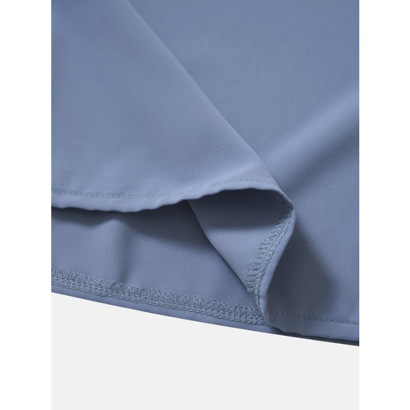 Spring Summer Blouses Women's Slanted Neck Shirt with Loose Five Quarter Sleeves Fashion Casual Solid Color Metal Buckle Single Shoulder Top Women