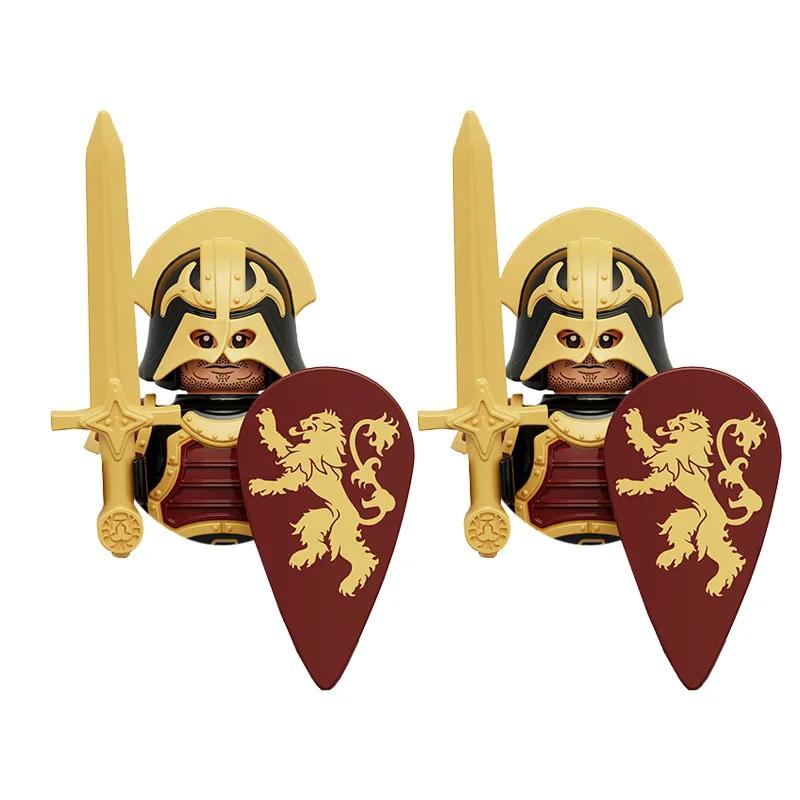 Medieval Knight Armored Troops Ancient Army Soldiers Mini Weapon Equipment Flag Model Building Blocks Kids Toys Birthday Gifts