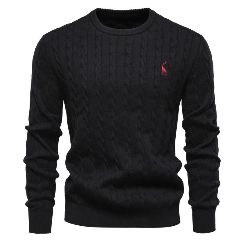 Autumn and Winter New Men's Sweater Set Deer Embroidery Solid Color Sweater Men
