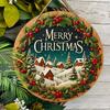 Merry Christmas Wooden Sign with Snow House Pattern - Navidad Wooden Sign for Front Door, Yard, Balcony, Window Decor - Ideal Christmas Gift