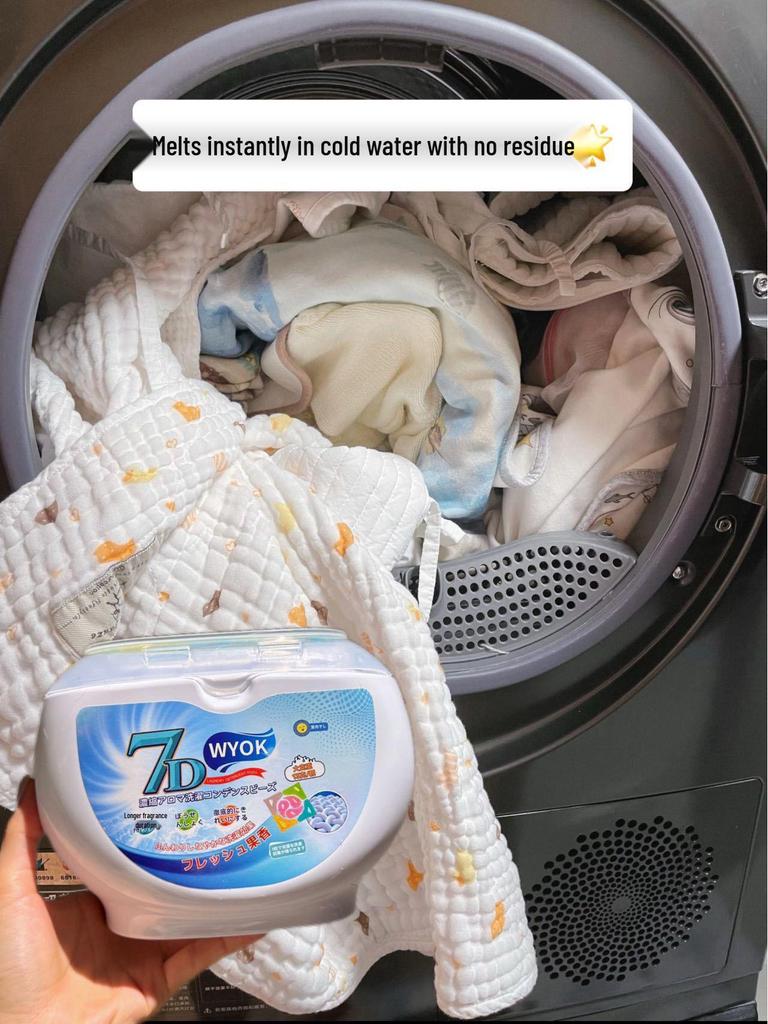 WYOK 7-in-1 Laundry Pods: Long-Lasting Fragrance, Softening, Concentrated Detergent, Stain Removal, Large Size