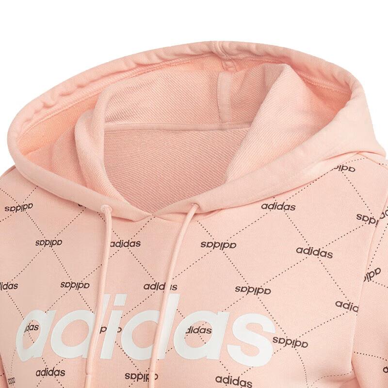 Adidas Letter Print Hooded Casual Long Sleeve Sweatshirt Women Sweatshirt Pink EI6246