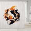 Koi Fish Shower Curtainjapanese Style Bath Curtain For Boys Girls Teens Orange Black Bathroom Shower Curtain Set Waterproof