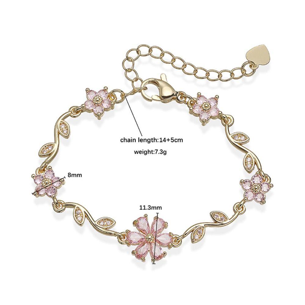 Five-petaled Flowers Zircon Bracelet Adjustable Crystal Bracelet New Floral Bracelet  for Women