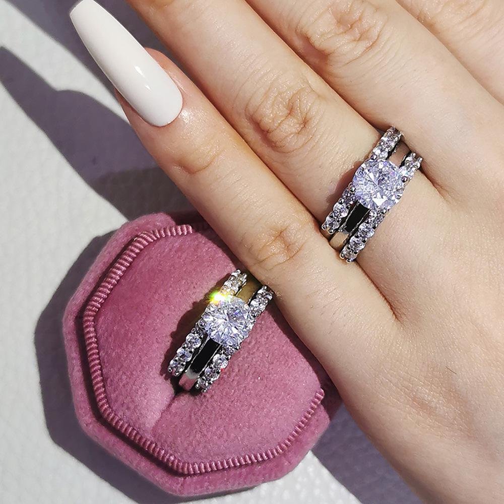 

Минималистичные модные свадебные кольца для пары 3-в-1 из трех частей - Европейский и американский стиль 4324C-2XR4324A Size 5 белый