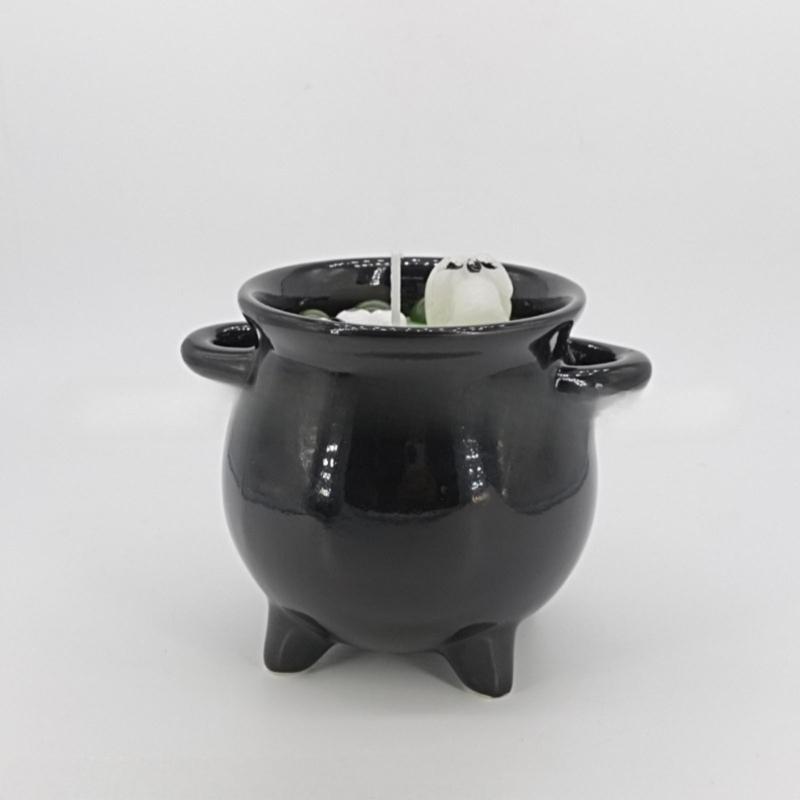 Environmental Friendly Soyabean Candlewax Necromancer Container Candle Earthenware Halloween Party Highlight Safe For Kids Animals