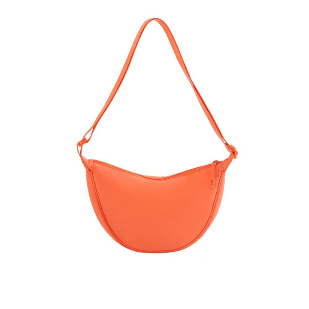 Solid Color Nylon Hobos Bag Nylon Messenger Bag Simple Half Moon Bag  Ladies Purse