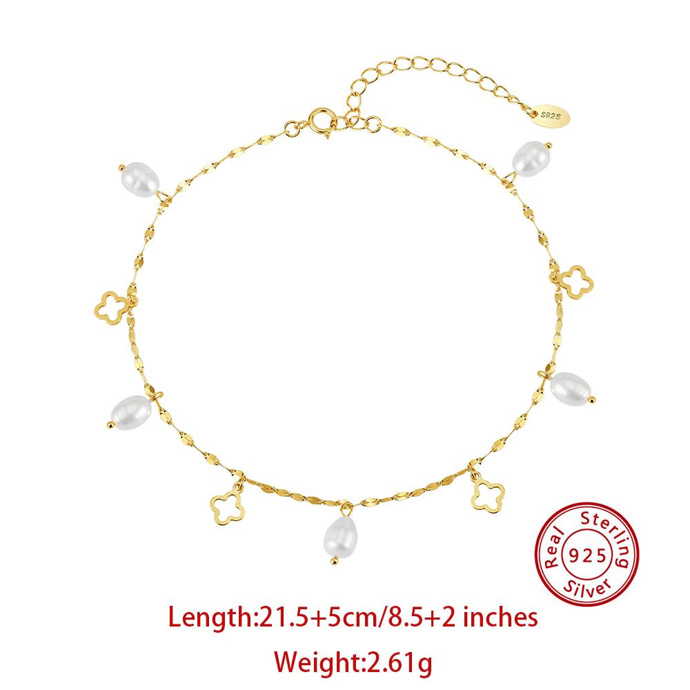

Effie Queen Real Pearl Anklet 925 Sterling Silver Flower Charm Leg Chain Women s Decoration On Foot Jewelry Accessories SA105