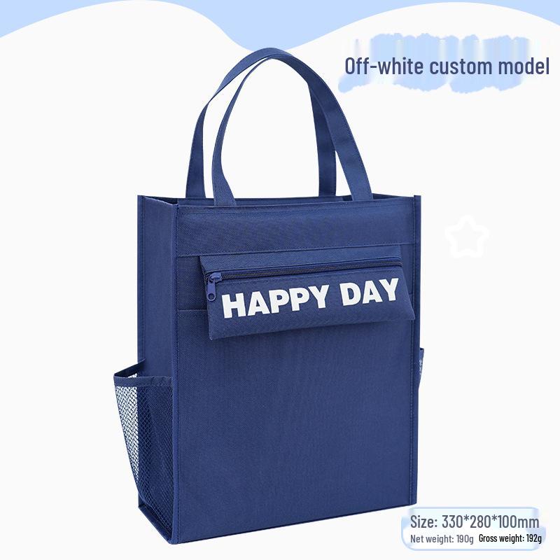 Panda Tutoring Bag: Transparent Canvas Handheld Book Bag for Kids with Extra Large Capacity