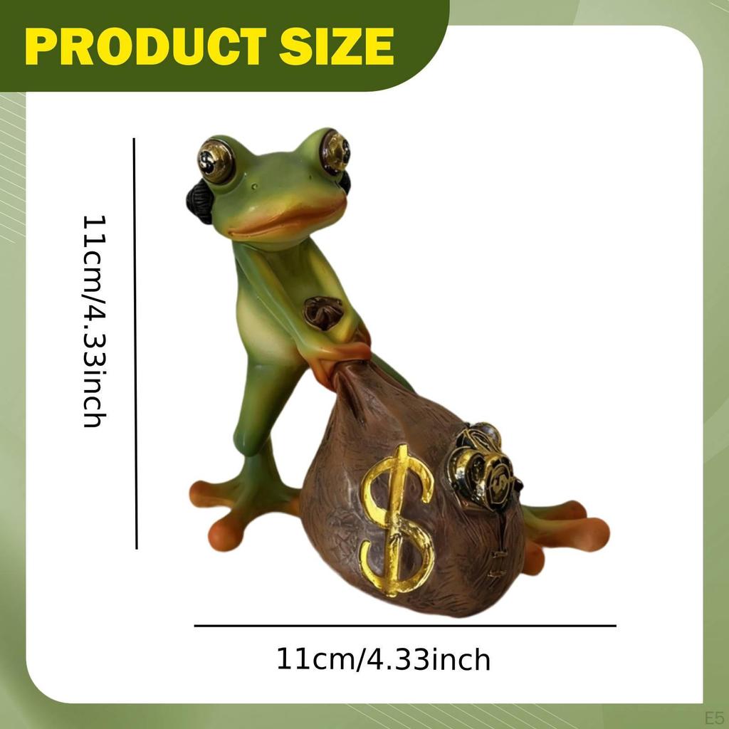 Animal Figurine Frog Sculpture Resin Decoration Tabletop Ornament Symbol of Wealth Realistic