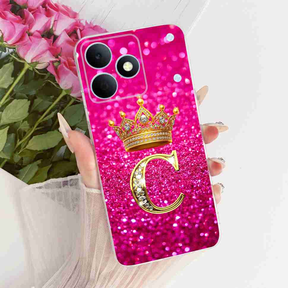 For Realme Note 80 4G RMX5388 Case New Letter Crown A-Z TPU Back Cover For Realme Note80 NOTE 80 4G Phone Protection Cases