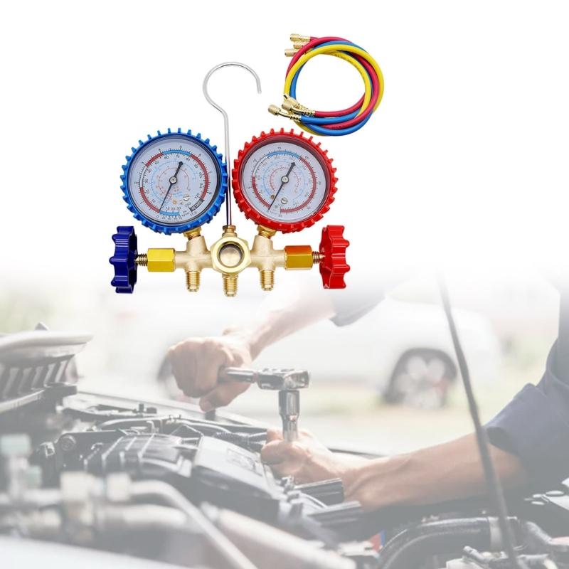 R22 R134A Refrigerant Manifold Manometer Valves Pressures Gauge Air Conditioner Refrigerant Filling Instrumentation Tool