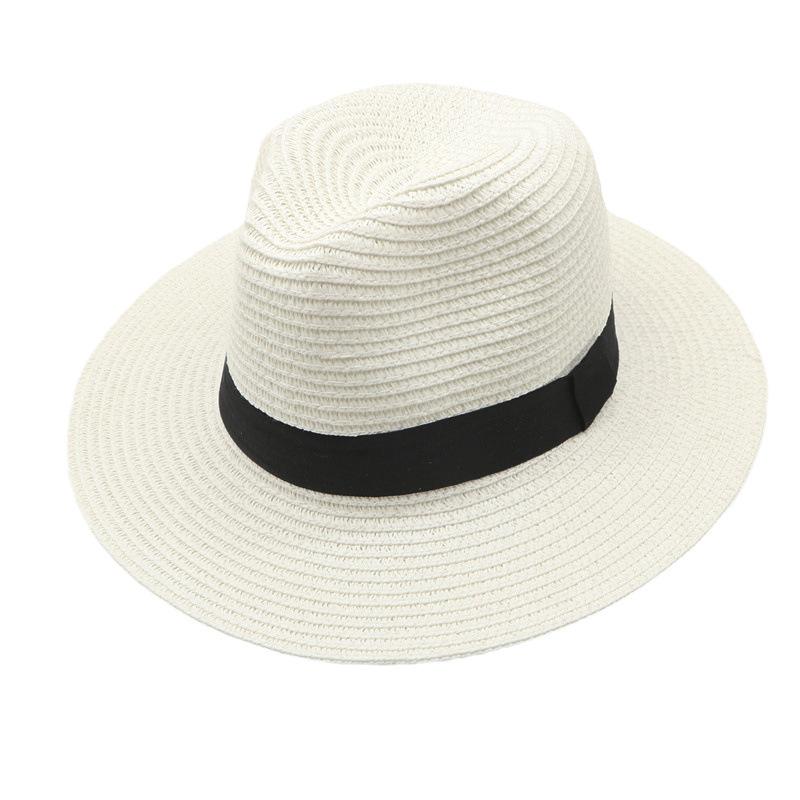 

Panama Straw Hat Men Summer Straw Hat Wide-brimmed Outdoor Sun Visor Beach Hat білий
