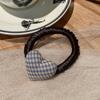 Hohelastisches Haarseil Kariertes Herz-Dekor Haargummi Schuluniform Haarband
