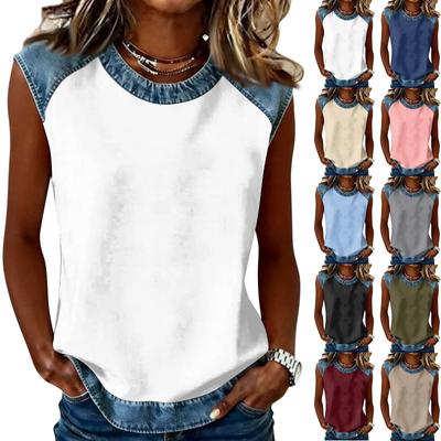 Top tricou casual de damă cu gât rotund, imprimat