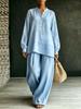 Popolare estate 2026 transfrontaliero nuovo commercio estero abbigliamento donna manica lunga pantaloni camicia pantaloni larghi set due pezzi