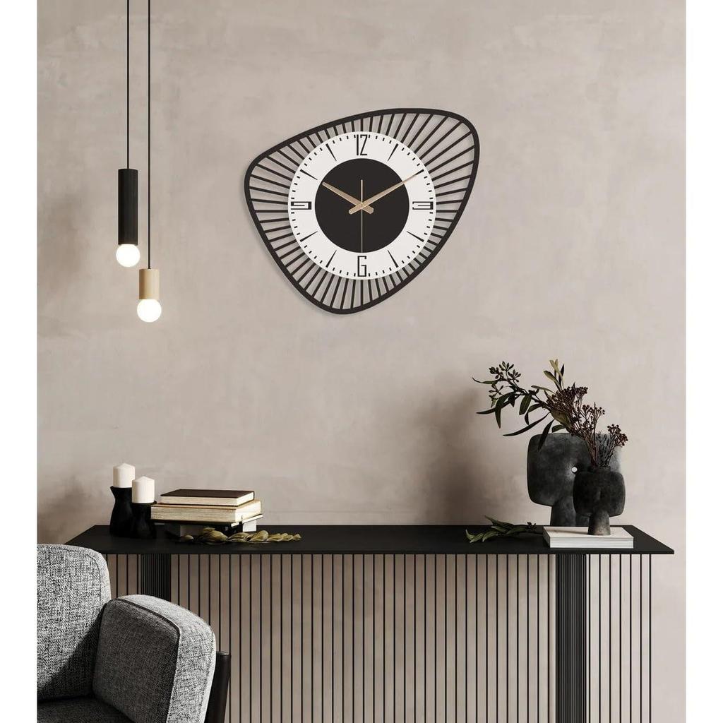 Large World Map Wall Clock, Metal Minimalist Modern Clock, Round Silent Non-Ticking Battery Operated Wall Clocks for Living Room/Home/
