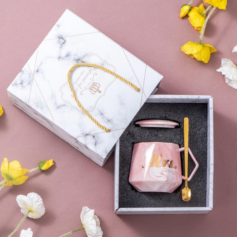 Souvenir Ceramic Couple Cup Set: Perfect for Weddings, Full Moons, Openings, or Business Gifts, with Custom Logo Printing Available.