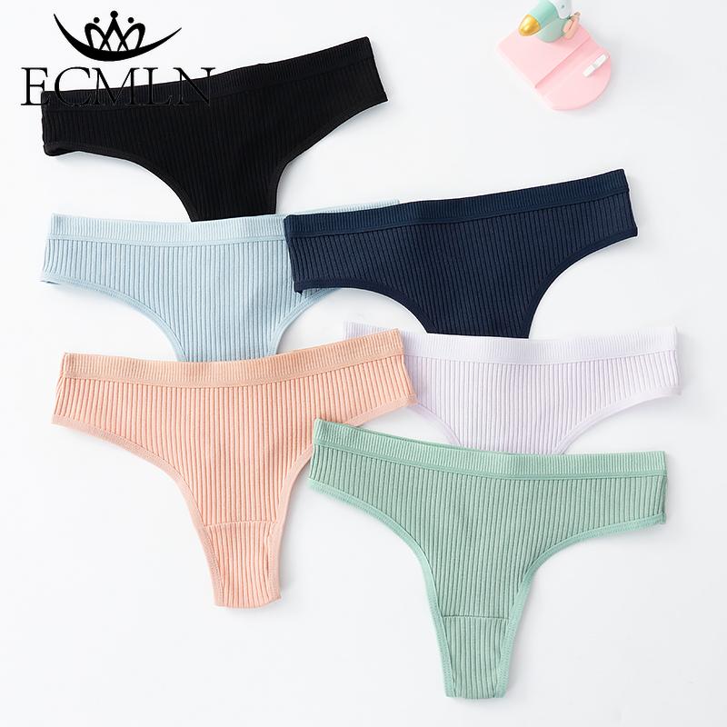 Cheap Women's Low Waist Vertical Striped Cotton Panties Simple