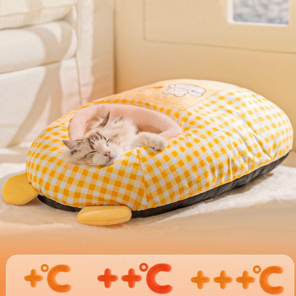 Semi-Enclosed Pet Warm Nest Cartoon Cat Cave Bed Pet Cave Cat Sleeping Bag  Indoor