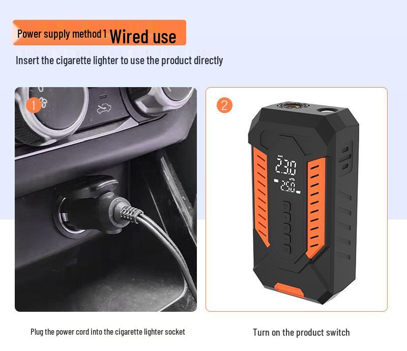 Dual-Use High-Power Tire Inflator: Wired/Wireless Portable Car Pump