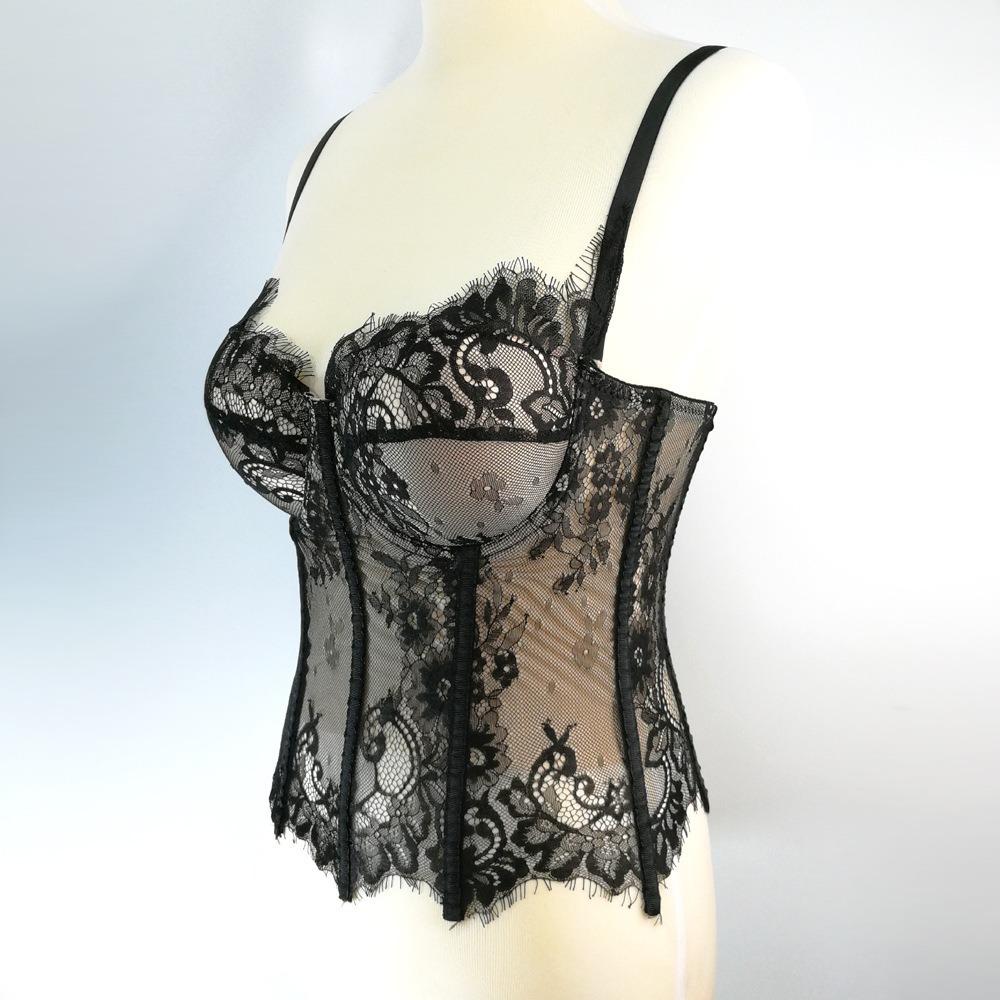 Transparent Lace Corset Slim fit Suspender Vest Spicy Girl Style Crop Tops Ladies