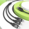 3 in 1 Fast Charging Cable 3 Interfaces Braided Cord Data Line for Phone Tablets Power Supply and Transfer