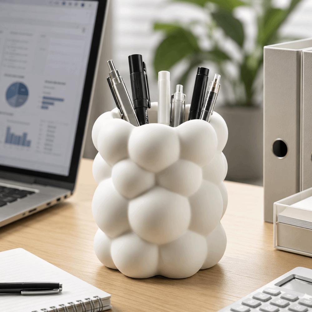 Cloud-shaped Pencil Holder 3D Printed Makeup Brush Storage Desktop Organizer Office Desktop