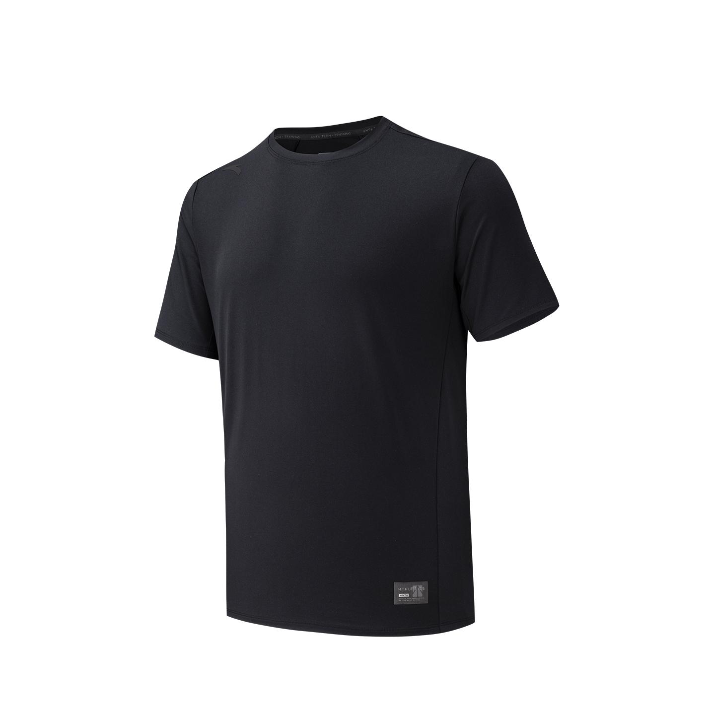

Anta Fitness Running Training Short Sleeve T-Shirt Men tops Basic-Black 952627108-4