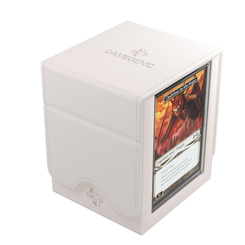 Gamegenic Squire Plus XL Convertible Deck Box Holds 100 Premium Commander Card Detachable Slide Card Armor Fiber White Made of 100+ - double-sleeved